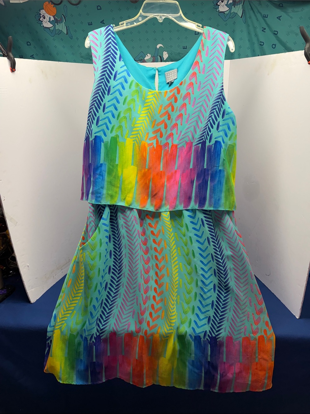 Rabbit Rabbit Rabbit Women's Turquoise Multicolor Tropical Print Dress